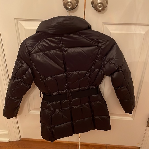 S13 black shiny duck down coat with belt - Picture 2 of 10